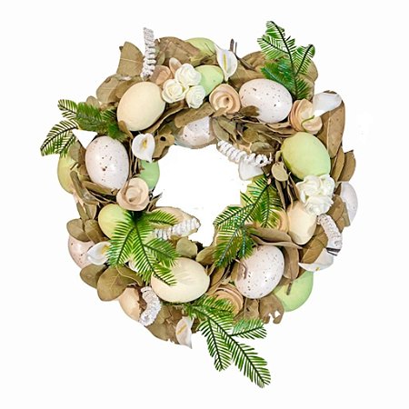 Guirlanda de Pascoa Decor com ovos e flores 30 cm