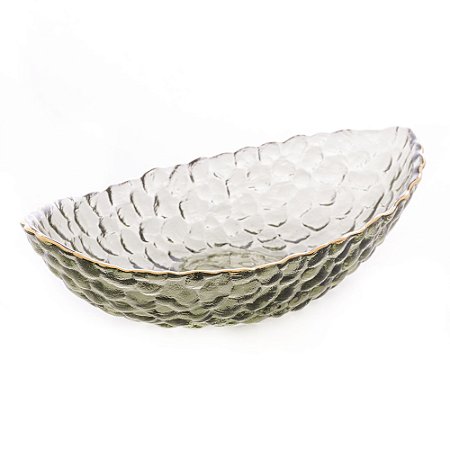 BOWL DE CRISTAL MARTELADO BORDA DOURADA TAJ VERDE