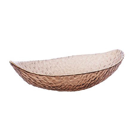 BOWL DE CRISTAL MARTELADO C/BORDA DOURADA TAJ AMBAR G
