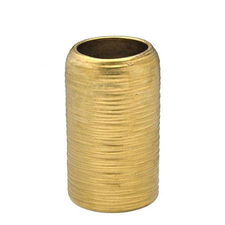 CACHEPOT DECORATIVO DOURADO RISCADO EM CERAMICA