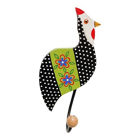 GANCHO EM FERRO E MADEIRA GALINHA DA ANGOLA MOD D