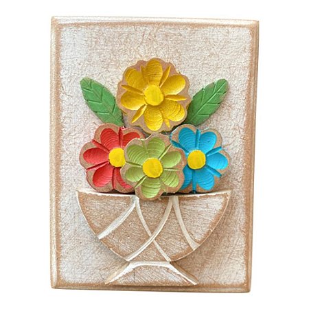 QUADRO EM MADEIRA COM FLORES BRANCAS 20X15CM MOD 03