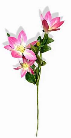 Galho Haste com 3 Mini Magnolia - Rosa 65cm