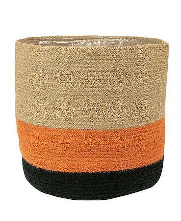 CESTO SEAGRASS MEGAN NATURAL PRETO E LARANJA GGG