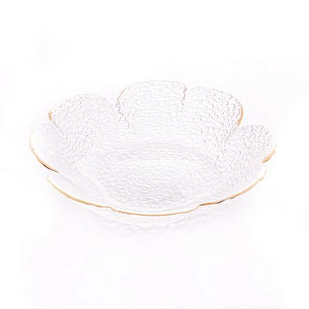 BOWL DE CRISTAL MARTELADO C/BORDA DOURADA TAJ FLOR WOLFF