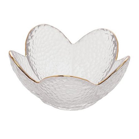 BOWL DE CRISTAL MARTELADO C/BORDA DOURADA TAJ FLOR 9cm WOLFF