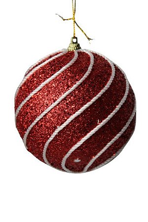 Bola Decorativa Natalina Vermelha c/branco 10cm c/3