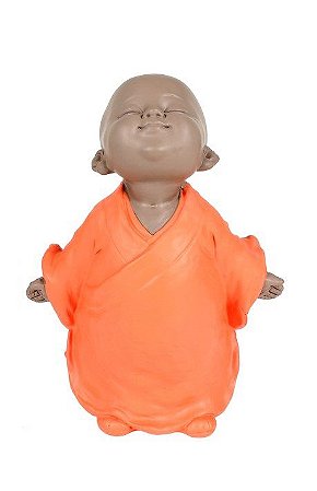 ESCULTURA MONGE FUNNY LARANJA 15CM MEDITANDO