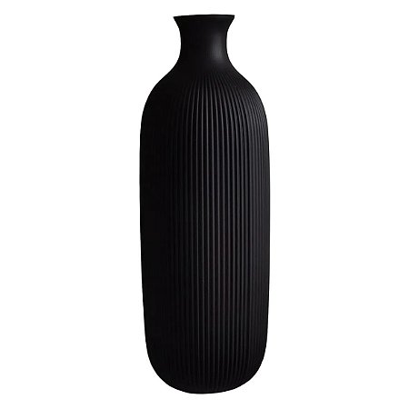 VASO DE VIDRO RISCADO PRETO DECORATIVO