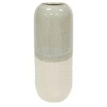 VASO EM CERAMICA AREIA LISO E BRANCO RUSTICO M