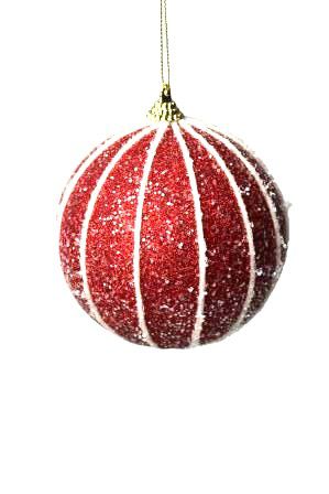 CONJ/03 BOLAS DECORATIVA NATALINA VERMELHO/BRANCA 10cm