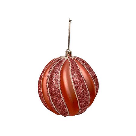 CONJ.02 BOLAS NATALINA ROSE C/ GLITTER 10cm