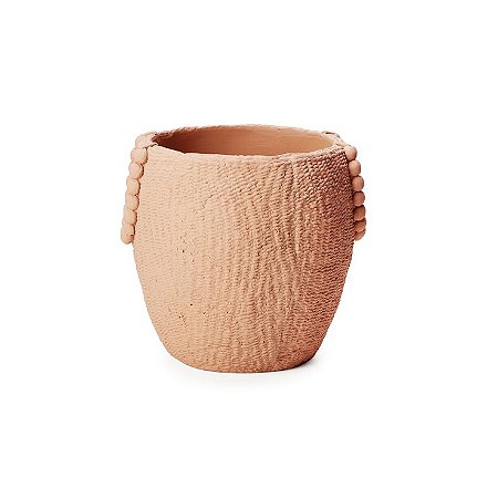 CACHEPOT EM CIMENTO RUSTICO ESTILO TECIDO TERRACOTA 21,5cm