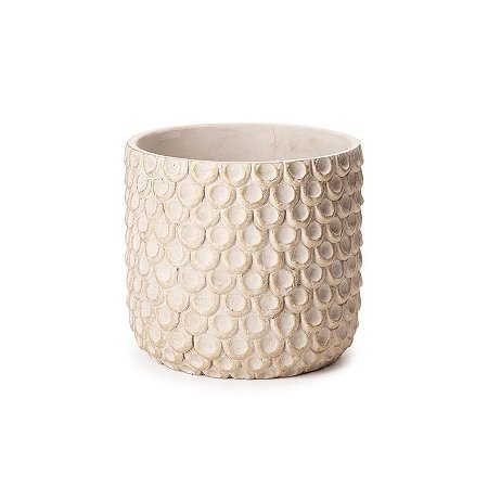 CACHEPOT EM CIMENTO BRANCO COM DETALHES SOBRESSALENTES M