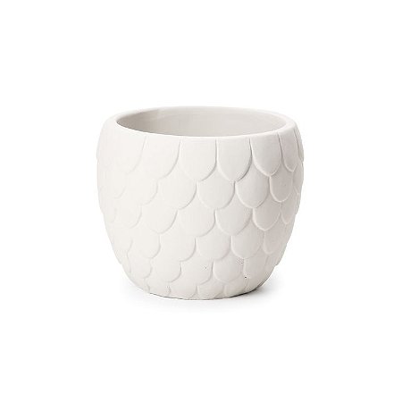 CACHEPOT EM CIMENTO BRANCO COM DETALHES ELEVADOS M