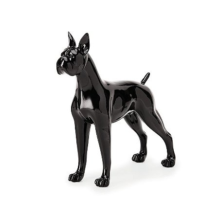 ESCULTURA CACHORRO BULLDOG EM POLIRESINA PRETO G