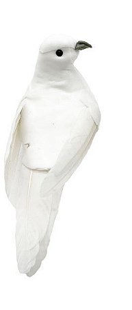 Passaro Branco em tecido aveludado com presilha 13cm