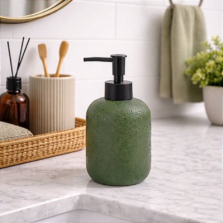 PORTA SABONETE LIQUIDO EM CERAMICA VERDE MART