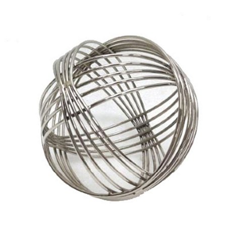ESCULTURA BOLA DECORATIVA EM METAL PRATA G