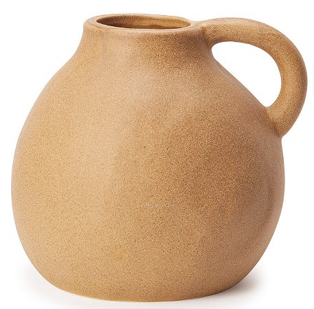 VASO JARRO BOJUDO EM CERAMICA MARROM 19,5cm