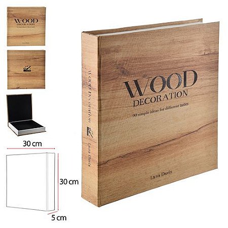 CAIXA LIVRO MDF DECORATIVO WOOD (AMADEIRADO)