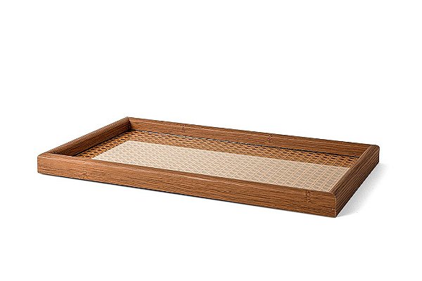 BANDEJA EM MDF COM RATTAN MARROM 45cm MART