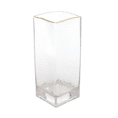 Vaso de Vidro com Borda Dourada Taj 8cm x 8cm x 20cm - Wolff