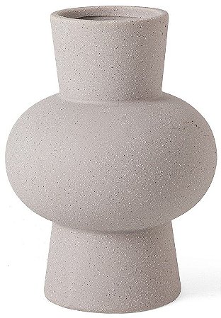 VASO EM CERAMICA CINZA GEOMETRICO MART 21cm