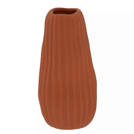 VASO DECORATIVO EM CERÂMICA TERRACOTA IRREGULAR 3D 21cm