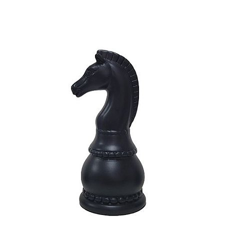 ESCULTURA XADREZ CAVALO PRETO 21cm