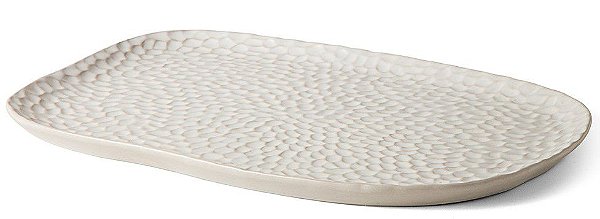 BANDEJA EM CERAMICA OFF WHITE CRAQUELADA MART 32cm