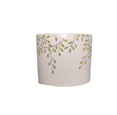 Vaso em Ceramica Branco com Folhagem Mod. 02 P
