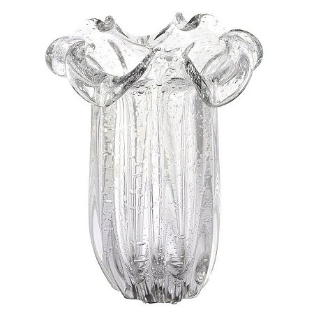 VASO DE VIDRO MURANO TRANSPARENTE VENEZA 19x24cm