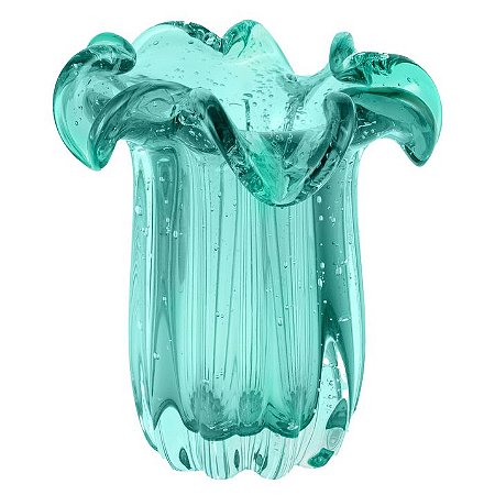 VASO DE VIDRO MURANO VERDE VENEZA 19x24cm