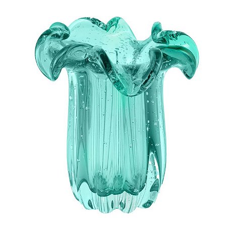 VASO DE VIDRO MURANO VERDE VENEZA 16x16cm