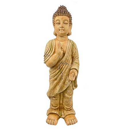 ESCULTURA DE BUDA EM PÉ DE CERAMICA MARROM 57,5cm