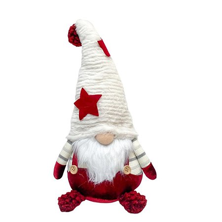 Papai Noel Escandinavo Em Pe Vermelho e Branco em Tecido
