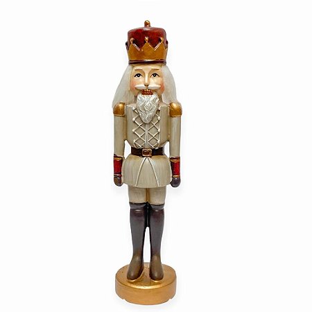 Escultura Soldado Quebra Nozes Nude e Marrom 31cm