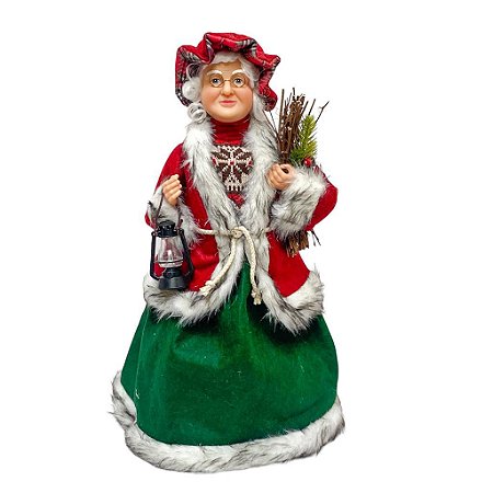 Mamae Noel em Pe Vermelha e Verde 45cm