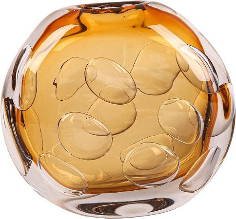 VASO DE VIDRO MURANO SALERNO AMBAR 21cm