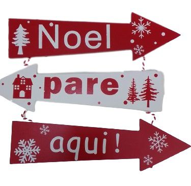Placa decorativa Noel Pare Aqui em Madeira