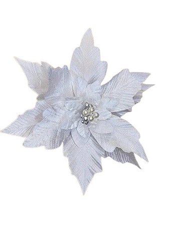 Flor Poinsetia Branco 28 cm