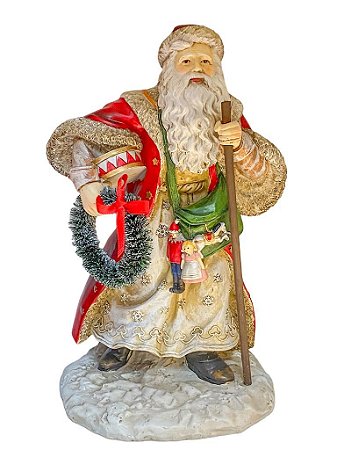 Papai Noel em Resina com guirlanda  Vm / Vd 25cm