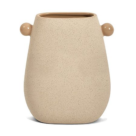 VASO EM CERAMICA BEGE E MARROM MART DECORATIVO 31,5cm