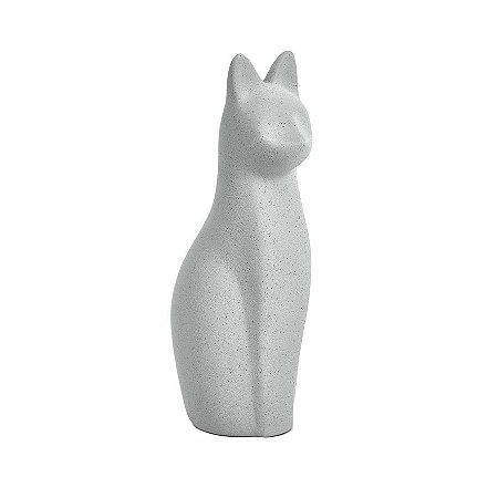 ESCULTURA GATO EM CERAMICA CINZA TEXTURA ARENOSA MART 35cm