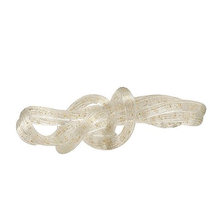 ESCULTURA NO DECOR EM VIDRO INCOLOR COM PONTOS DOURADO 24cm