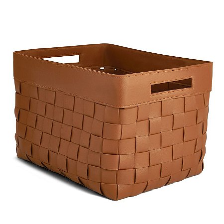 CESTO EM PU CARAMELO MART DECORATIVO G