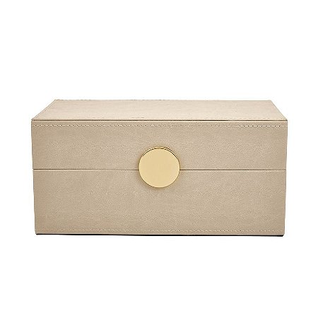 CAIXA EM MDF COM REVESTIMENTO EM PU BEGE MART 13x28cm