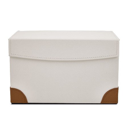 CAIXA EM MDF REVESTIMENTO EM PU BRANCO E MARROM MART 15x24cm