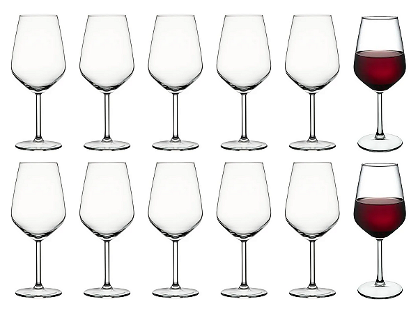 Jg 12 Taças Vinho e Agua Allegra em vidro 350ml Pasabahce